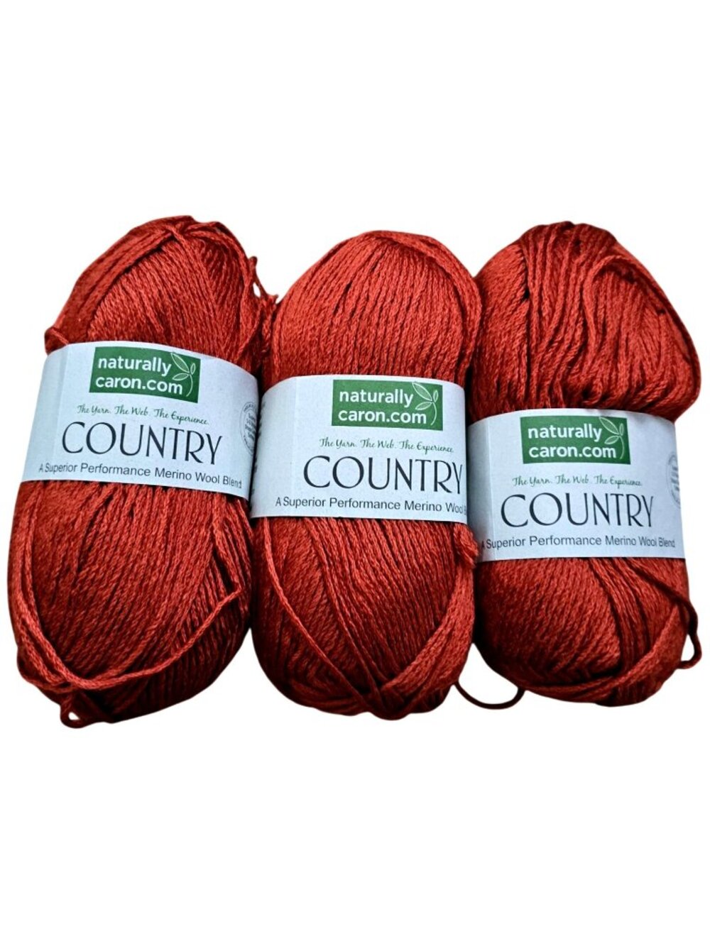 Caron Country Merino Wool Blend Yarn 3 Skeins Spice House Rust Medium Weight